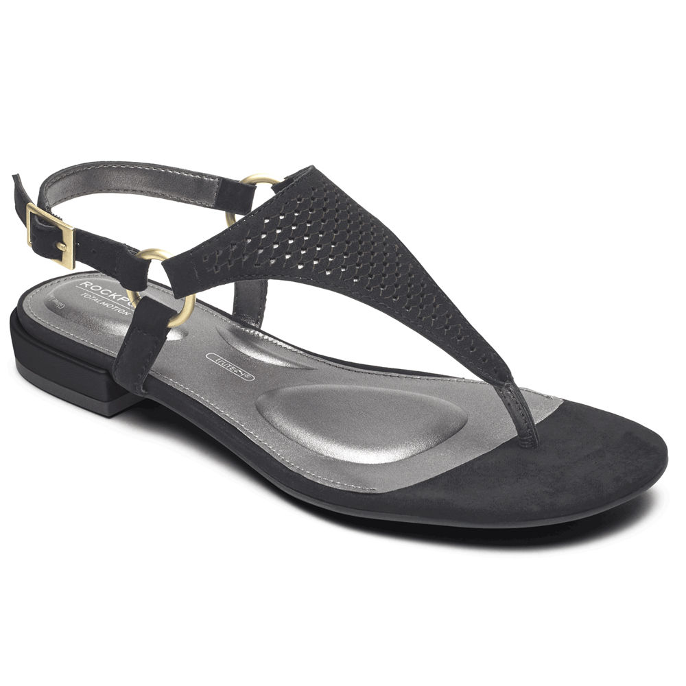 Sandálias Rockport Mulher Pretas - Total Motion Zosia Thong - 78402YPOE